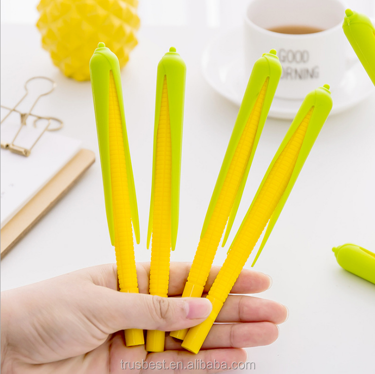 Novelty design Corn Shape Pen Silicone Rubber Square Corn Pen With Cap