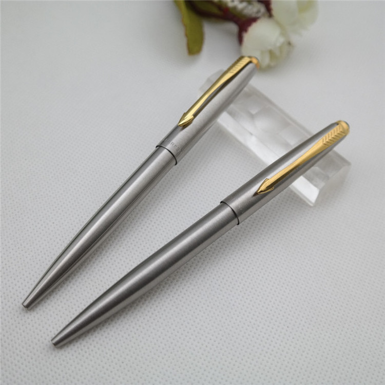 Simple  silver color  stainless steel  parker  ballpoint  pen  twist metal  ballpoint  pen