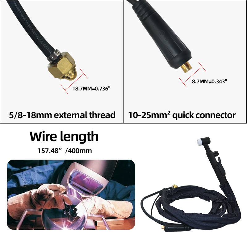 WP17FV TIG Torch Tungsten Arc 2.5m Argon Air Cooled - Flexible Head Gas Torch Set Accessories Welding Torch