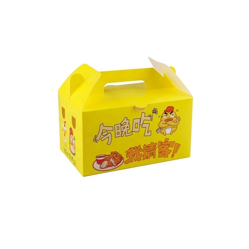 Customized Food Grade kraft Paper Packaging Fried Chicken Burger Meal Takeout Box With Lid