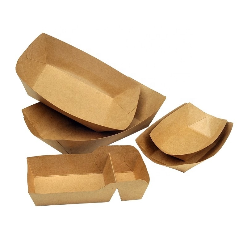 Food Trayclamshell Kraft For Bubble Waffle Grade Packaging Take Away 10Oz Paper Boat Box