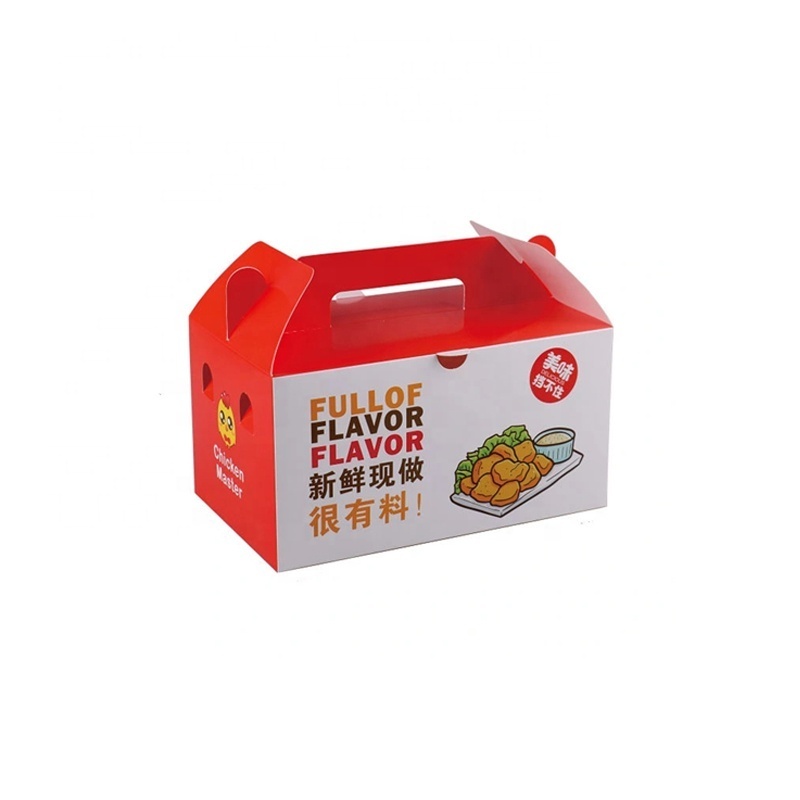 Customized Food Grade kraft Paper Packaging Fried Chicken Burger Meal Takeout Box With Lid