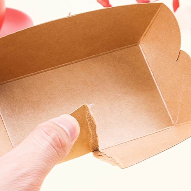 Food Trayclamshell Kraft For Bubble Waffle Grade Packaging Take Away 10Oz Paper Boat Box