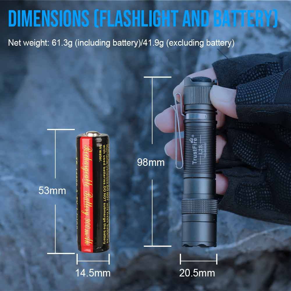 TrustFire L2S Tactical Flashlight 1050Lumens 14500 USB Potable Waterproof EDC Torch Flashlight