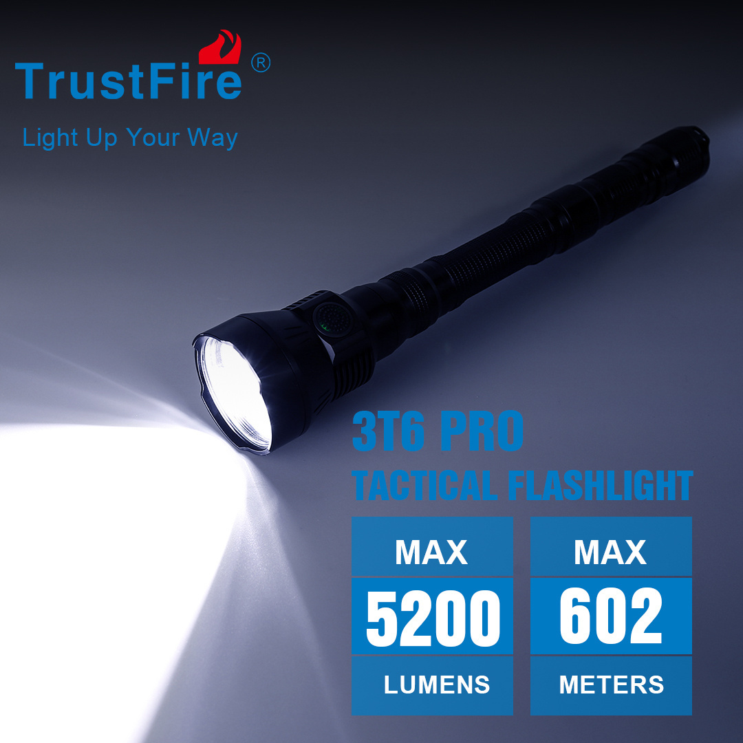 TrustFire 3T6 Pro 5200Lm Escape Tactical Flashlight 3*LED 620M Long Range 18650 Hunting Torch Light