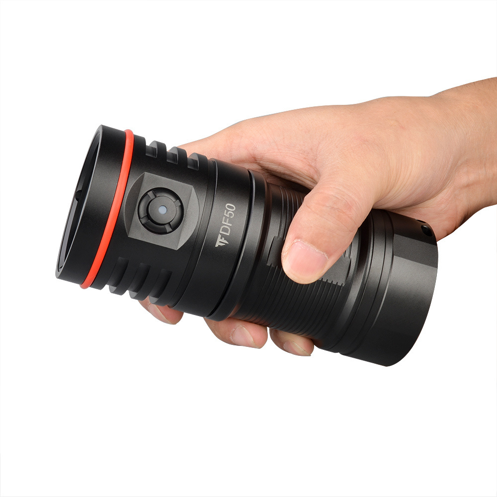 Trustfire DF50 6500LM Scuba Diving Flashlight Red UV Photography Light Heavy Duty Cave Dive Torch