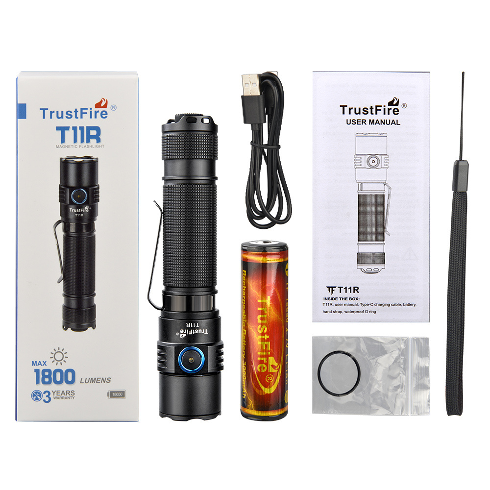 Trustfire 3200K-5600K Torch T11R Multifunctional Powerful Flashlight 1800Lm Type C Usb 18650 Rechargeable Tactical Flashlight