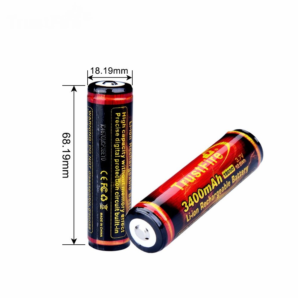 li-ion 18650 battery with pcb 3400mAh lithium bateria TustFire cell 18650 battery bulk