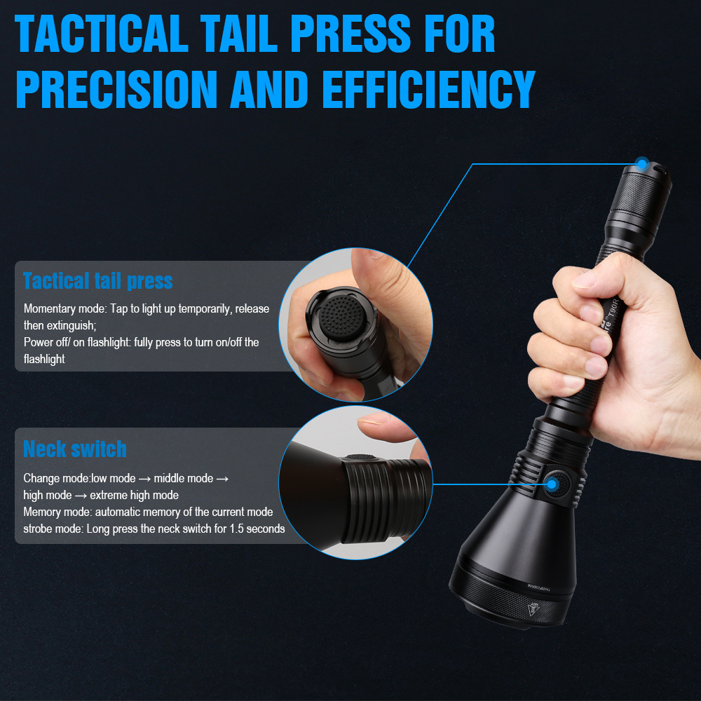 TrustFire T90R LED Rechargeable Hand Held flashlight 1.6KM long range led torch outdoor hunting searchlight