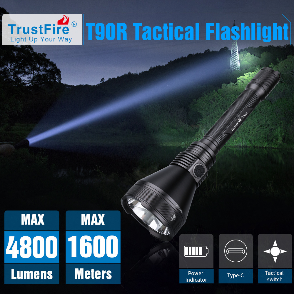 TrustFire New T90R Big Powerful Tactical Hunting Flashlight LED flashlight 1600m Long Distance Torch Light