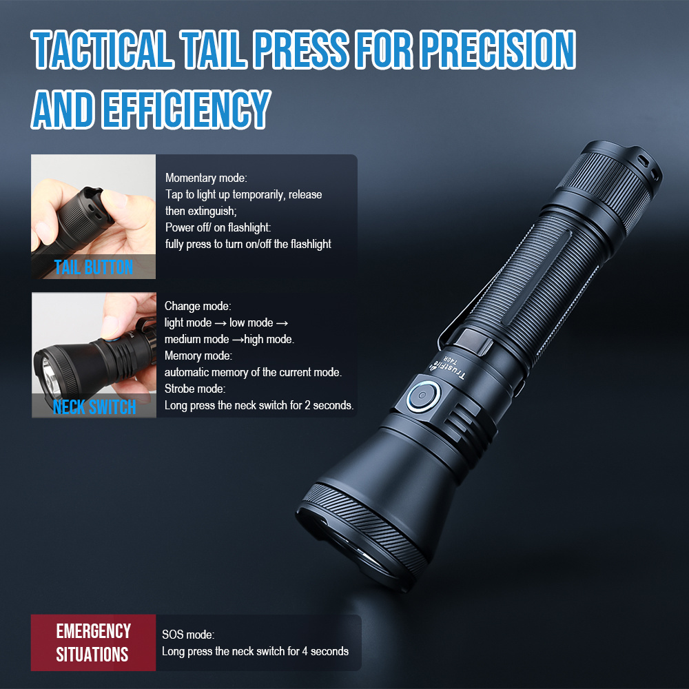 TrustFire T40R Tactical Torch 1800 Lumen 550M Long Distance IP68 LED Alloy Hunting Flashlight