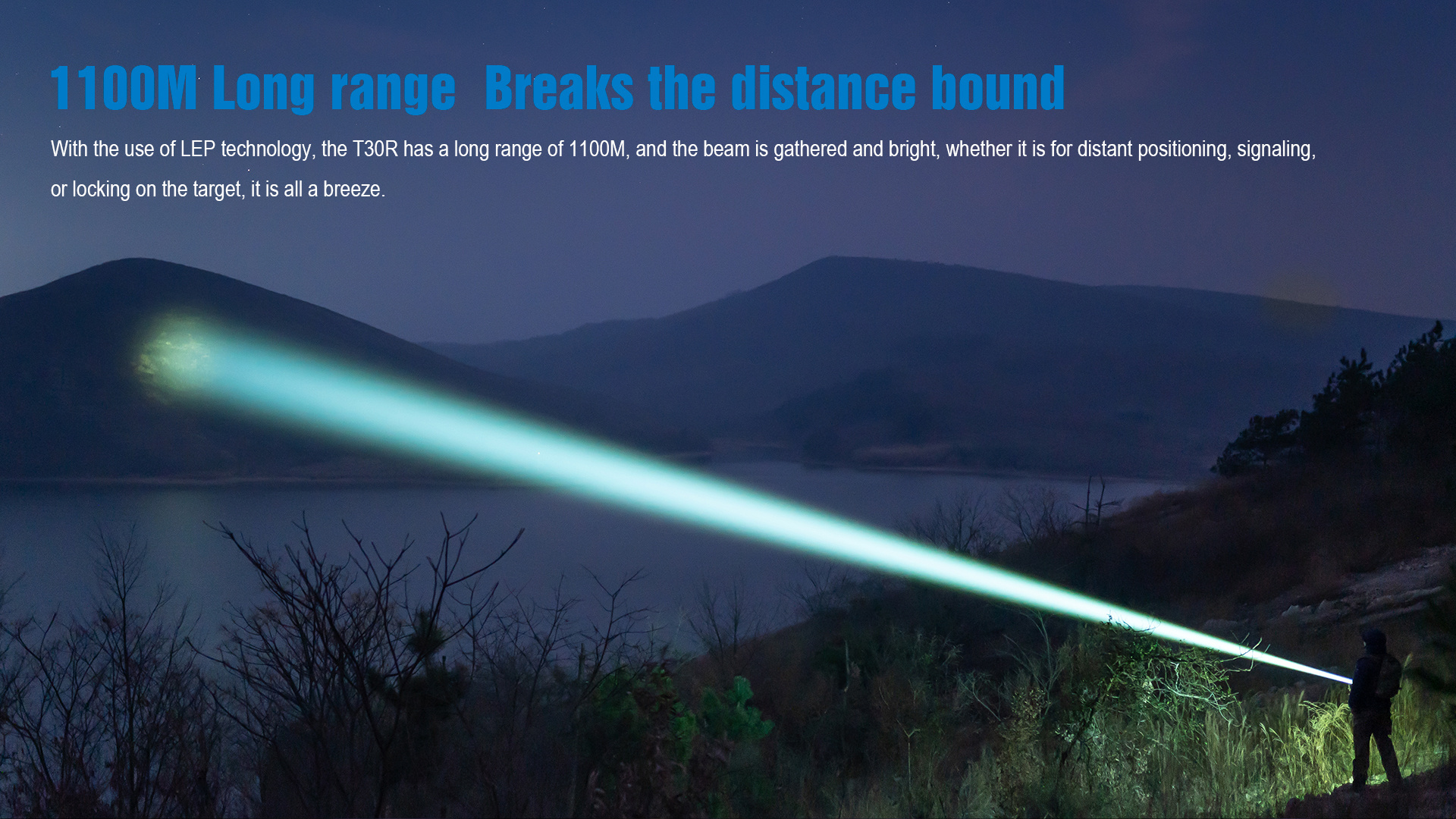 TrustFire T30R 460 Lumens LEP White Laser 1100M Long Beam Distance 1100M Hunting Tactical Flashlight