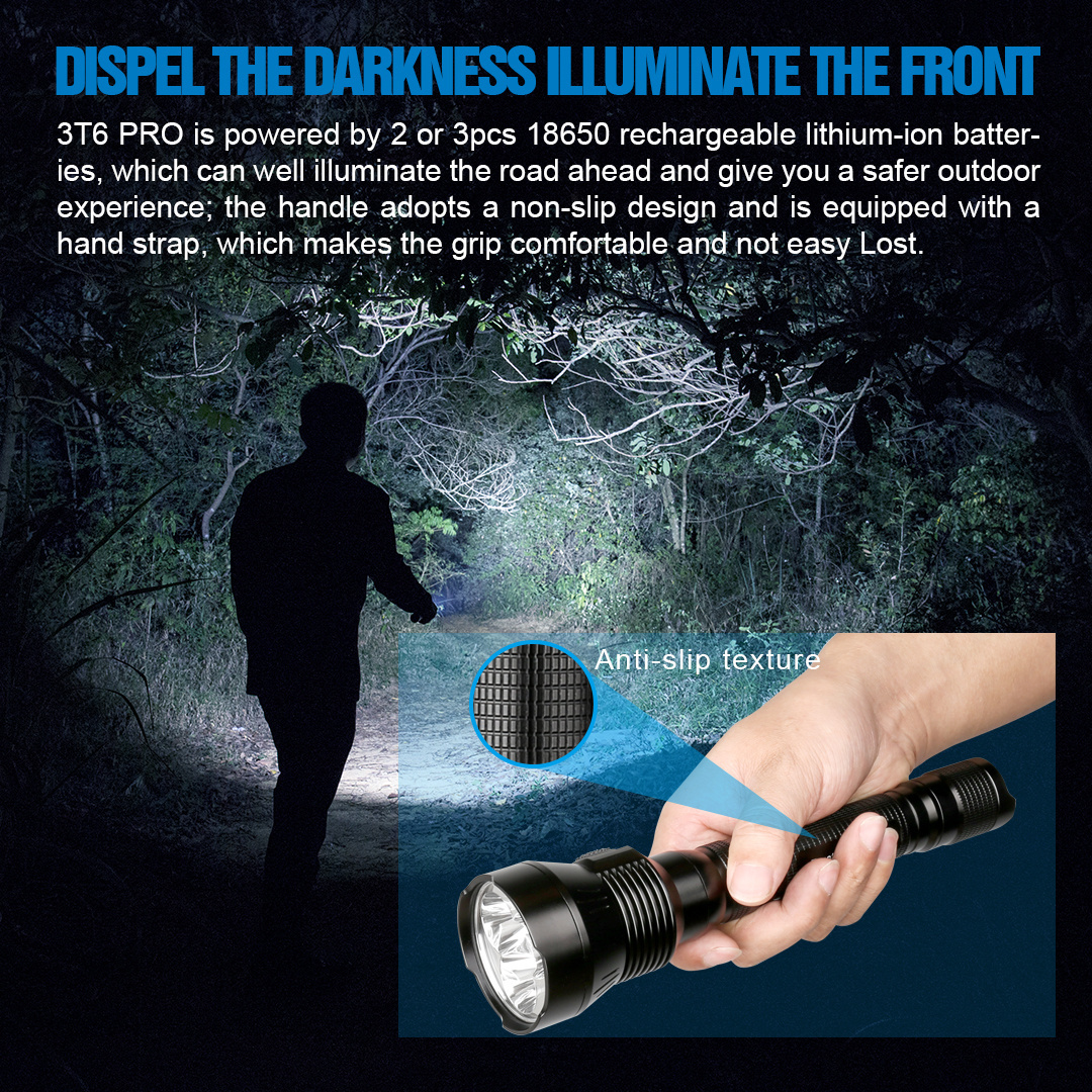 TrustFire 3T6 Pro 5200Lm Escape Flashlight Torch Light Long Range for Hunting in the Night