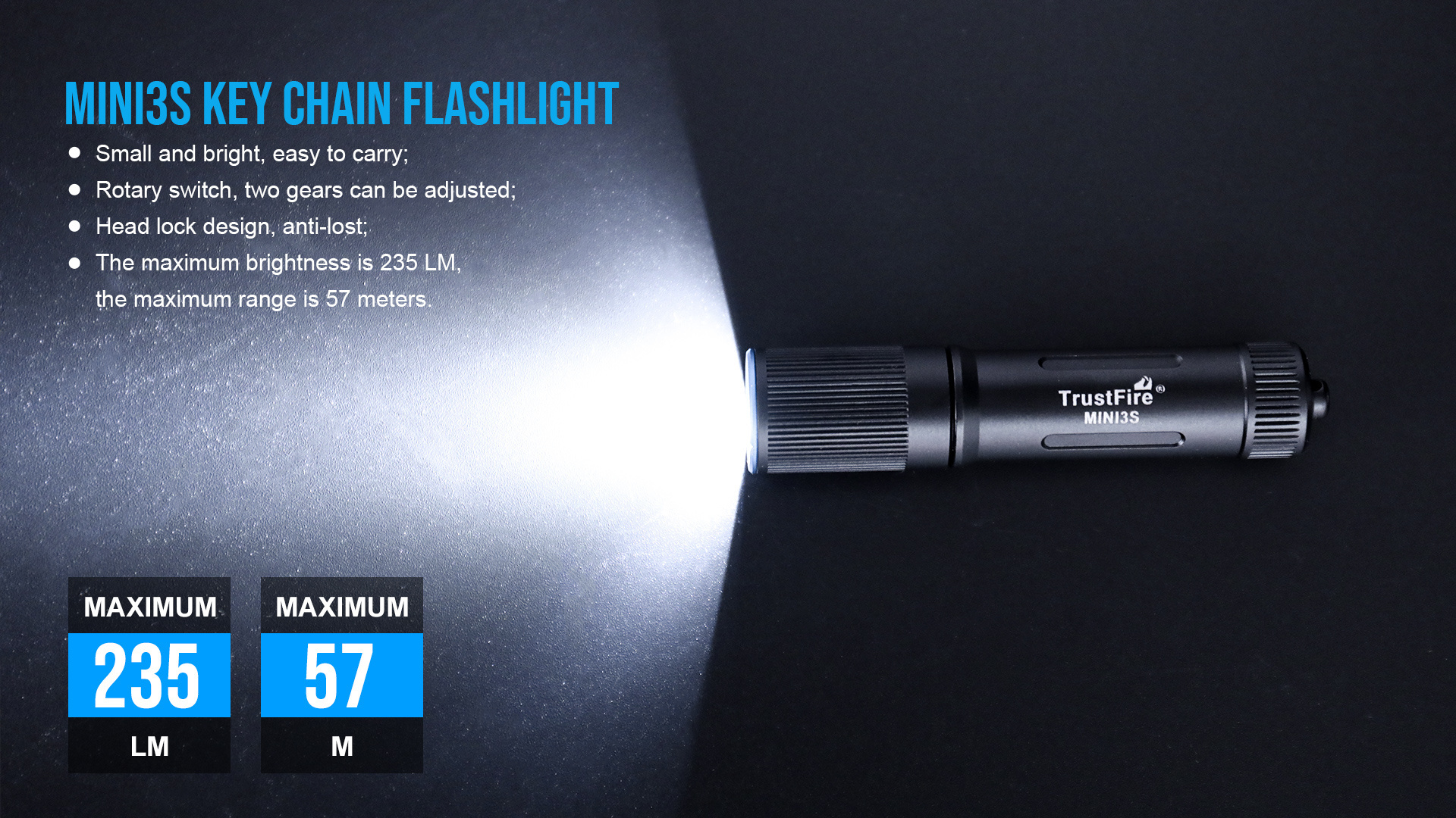 TrustFire MINI3S 350Lm Flashlight 170 Degree Beam Angle Small Mini USB Pocket Torch Light