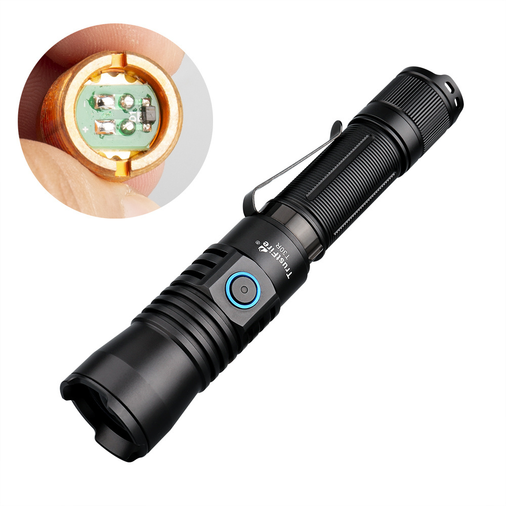 TrustFire T30R LEP 460LM White Laser Beads Rechargeable LED Tactical Torch Light 1100M Flashlight with Stand Remote Control