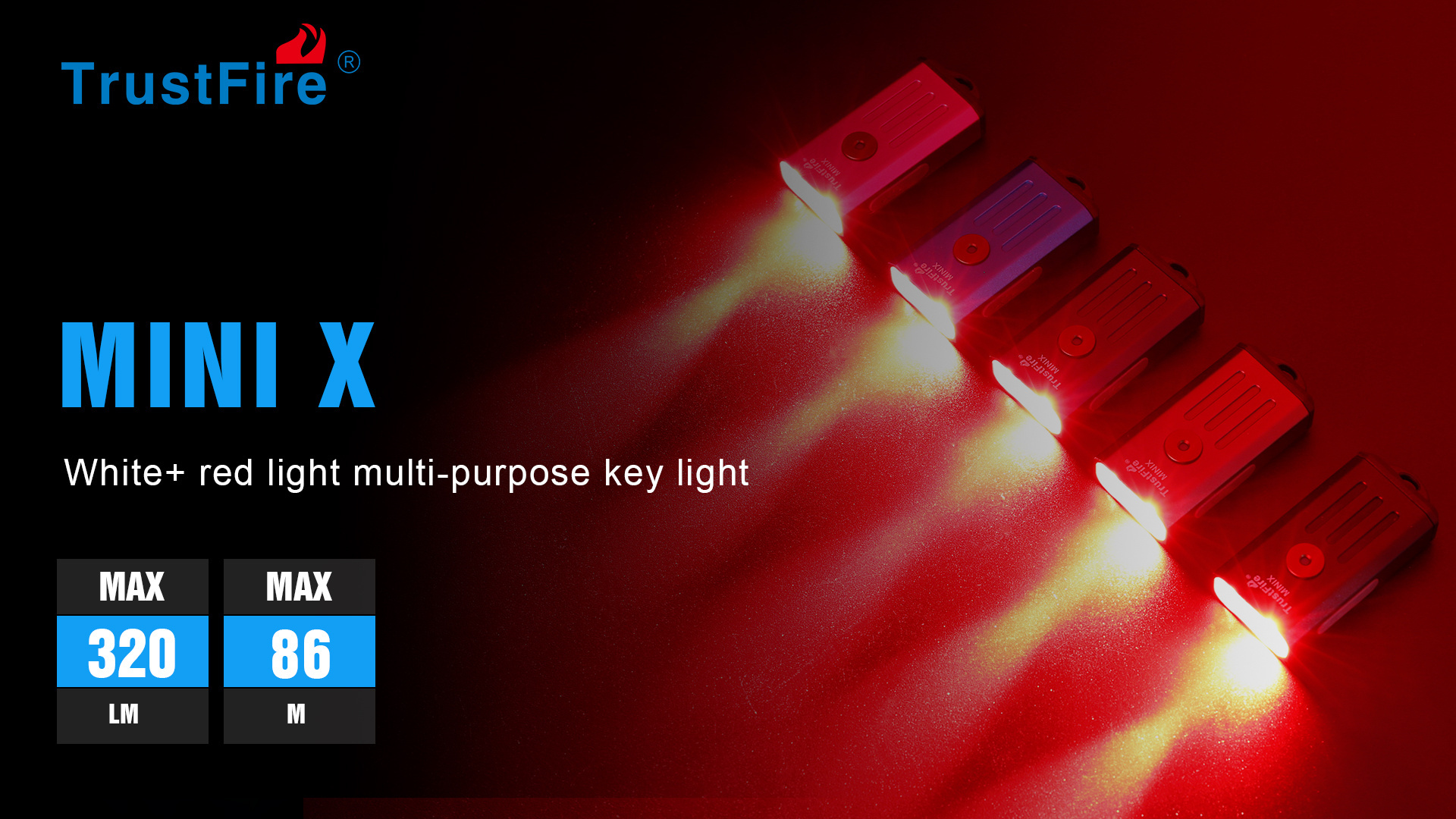 TrustFire MINIX EDC Flashlight 320 Lumen USB Emergency UV Lamp Red Light Keychain Torch Flashlight