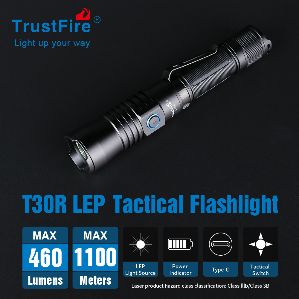 Trustfire T30R 1100M Long Range LEP White Laser Tactical Flashlight 18650 Hunting Light Camping Torch