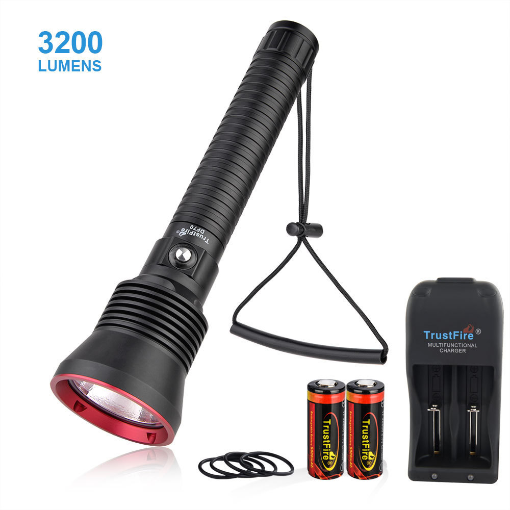 Powerful diving torch 3200 Lumen TrustFire DF70 diving led flashlight waterproof flash Light