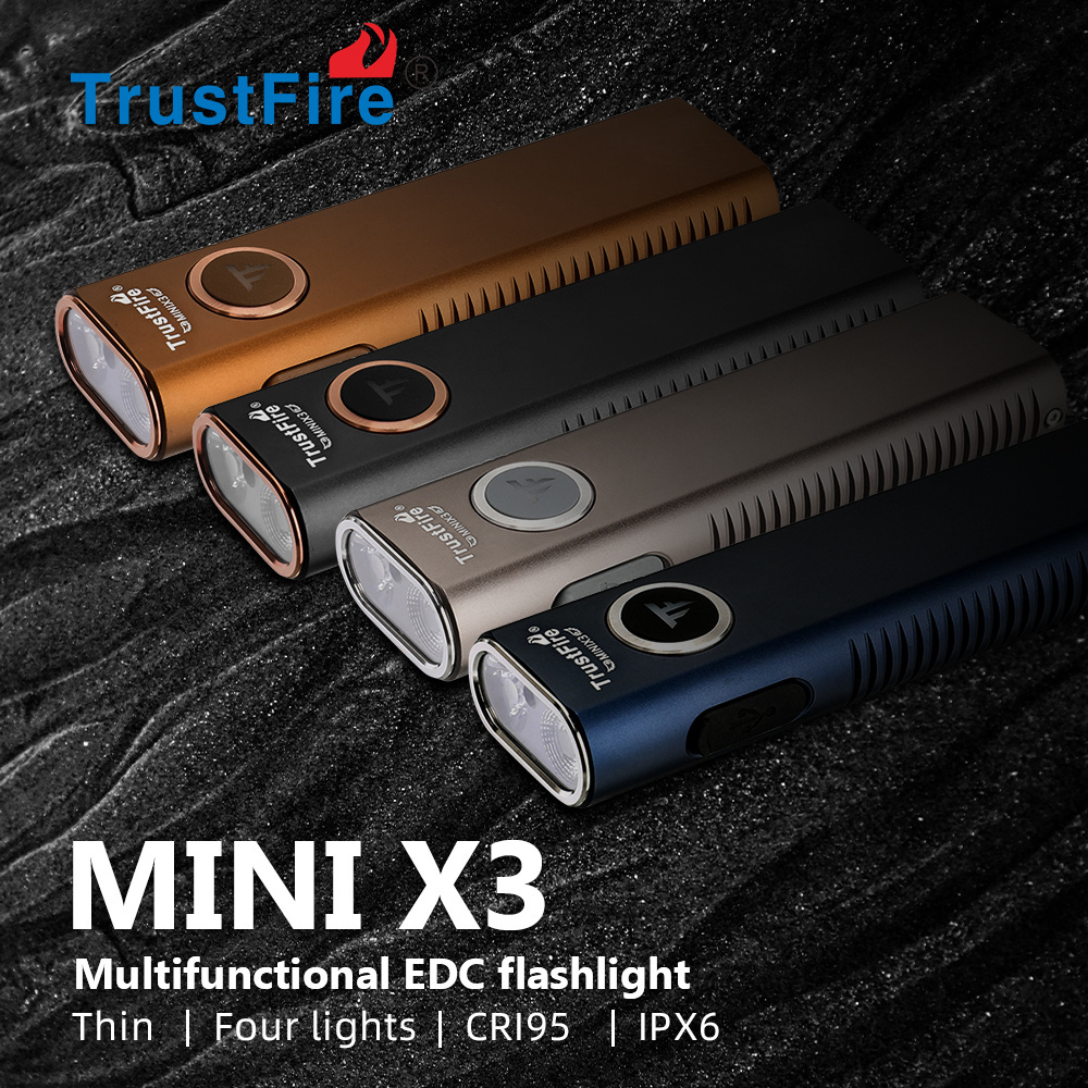 Trustfire MINIX3 Rechargeable LED EDC Flashlight Everyday Carry UV Light Laser Torch 365nm Magnetic Battery Bright Torch Light