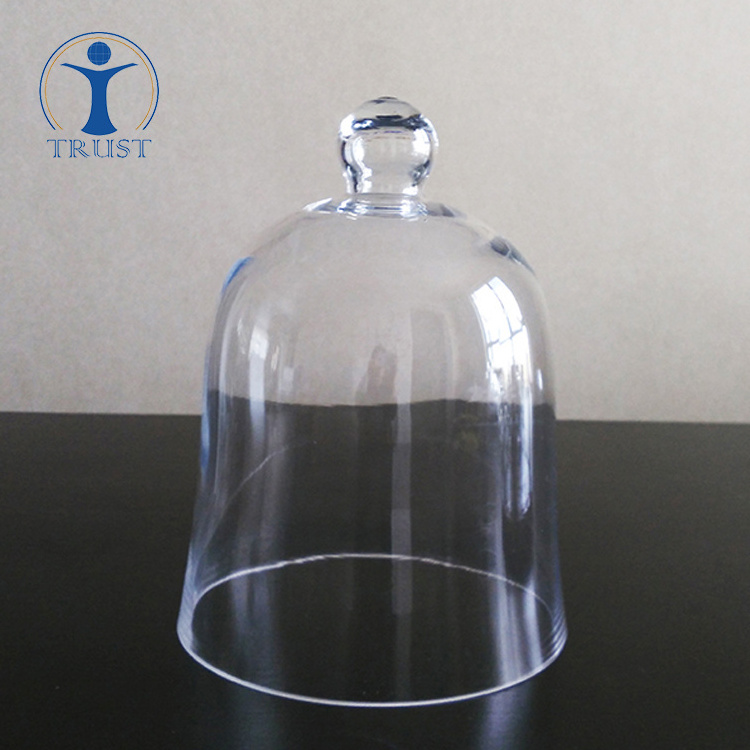 Wholesale FactoryHand Made High Quality Tall 35cm Clear Bell Jar With Wooden Base Glass Vase