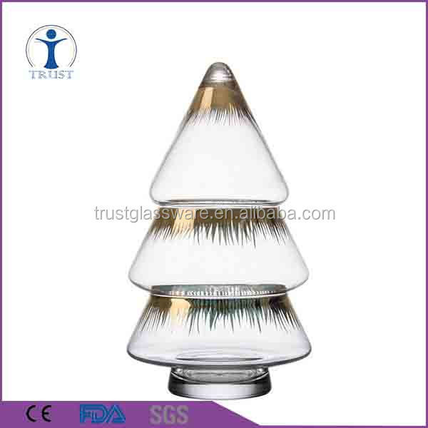 Shanxi Factory High Quality Decoration Christmas Ornaments Trees shaped Clear Glass Jar