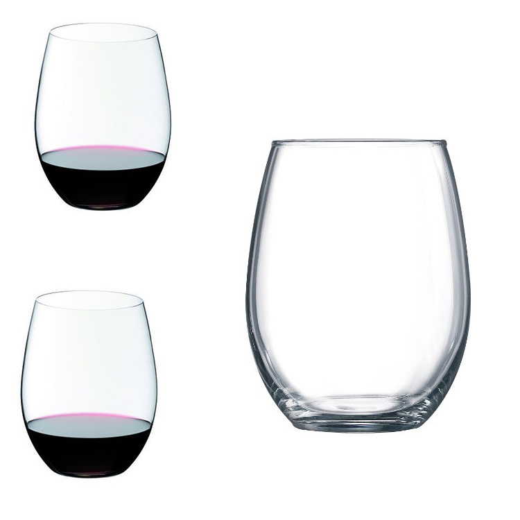 Handmade lead free crystal glass stemless wine glasses with logo design