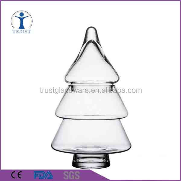 Shanxi Factory High Quality Decoration Christmas Ornaments Trees shaped Clear Glass Jar