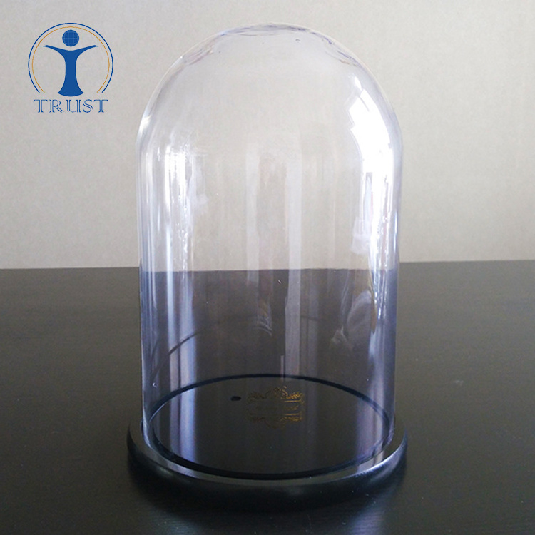 Wholesale FactoryHand Made High Quality Tall 35cm Clear Bell Jar With Wooden Base Glass Vase