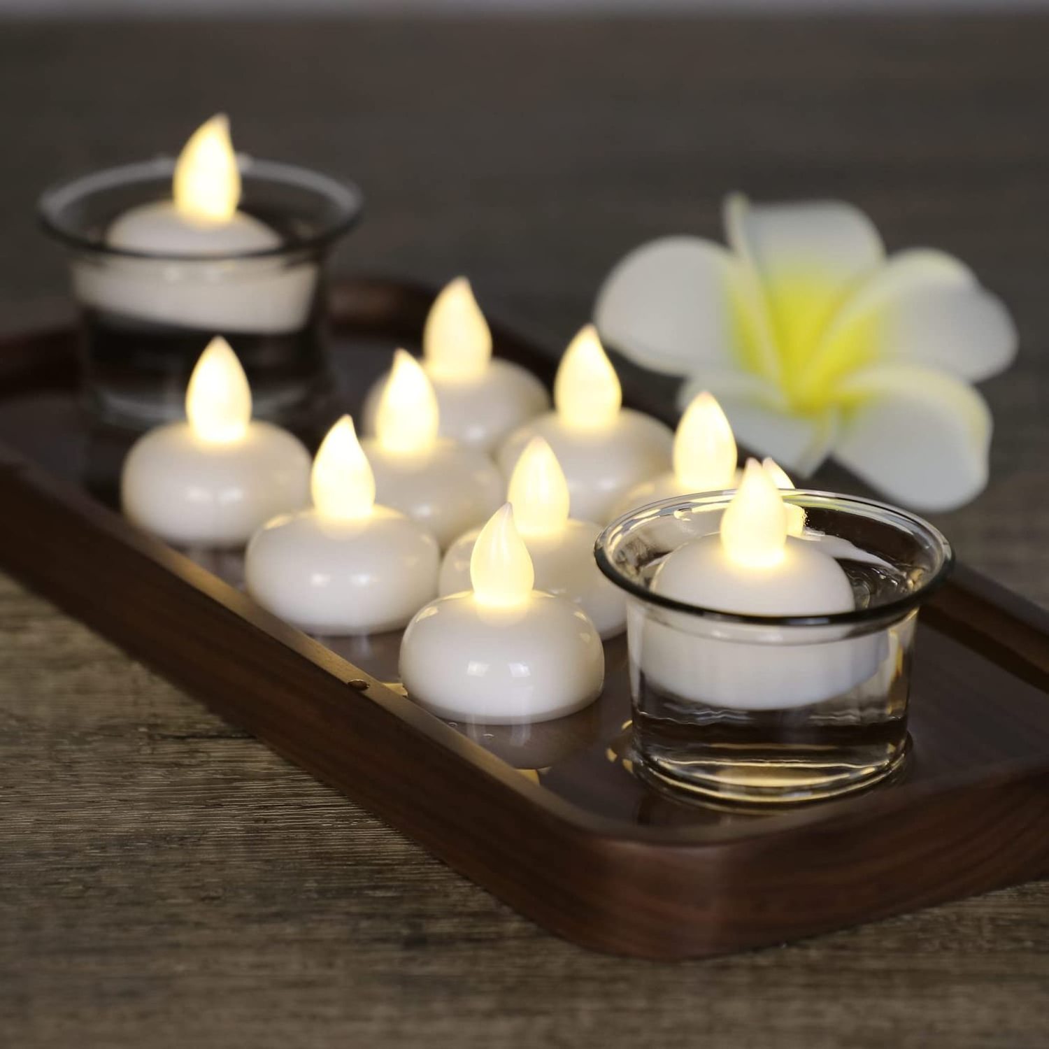 Battery Operated Waterproof Flickering Floating Led Candle Flameless Tea light for Dinner Bathtub Valentine's Day Wedding Party