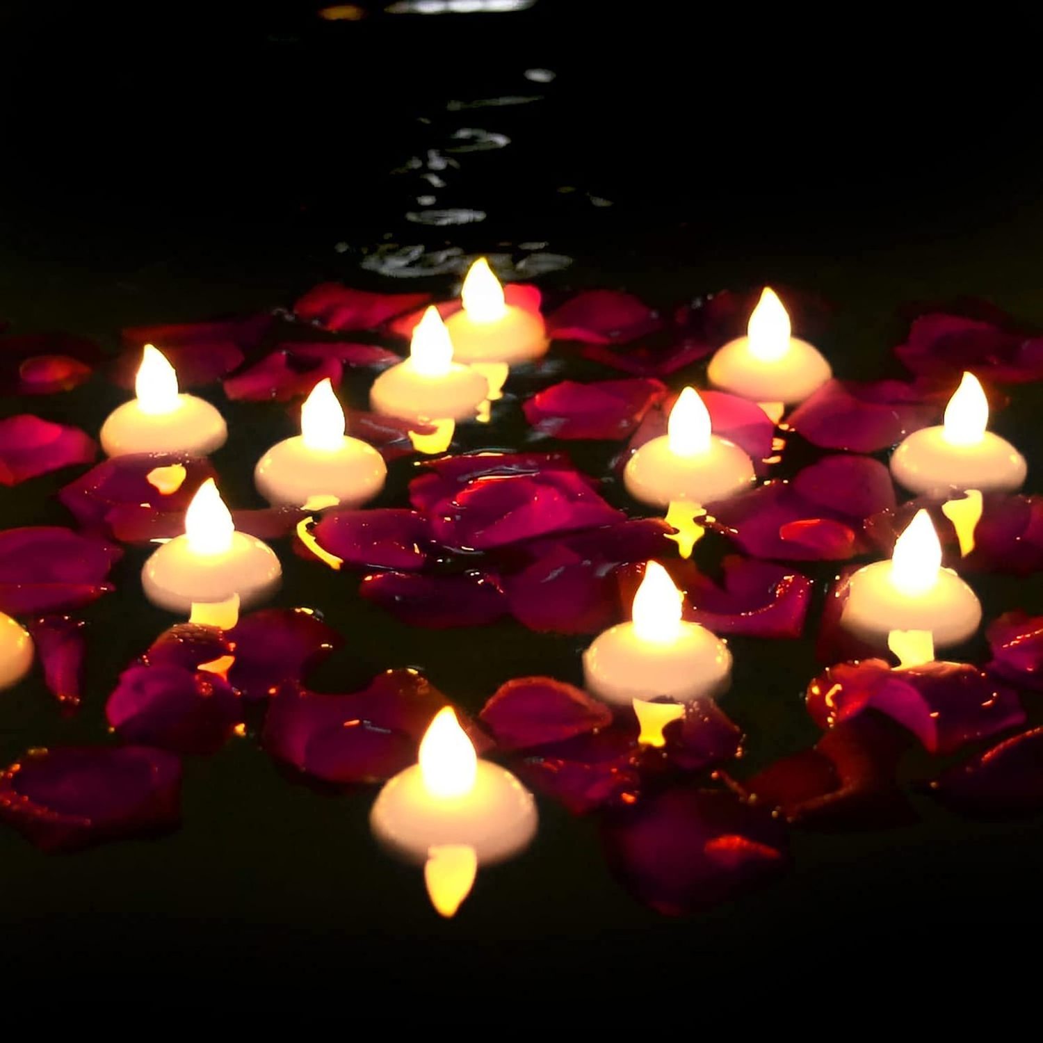 Waterproof Battery Operated Flickering Flameless LED Floating Tea lights Candles in Water for Wedding Bathtub Pool Party