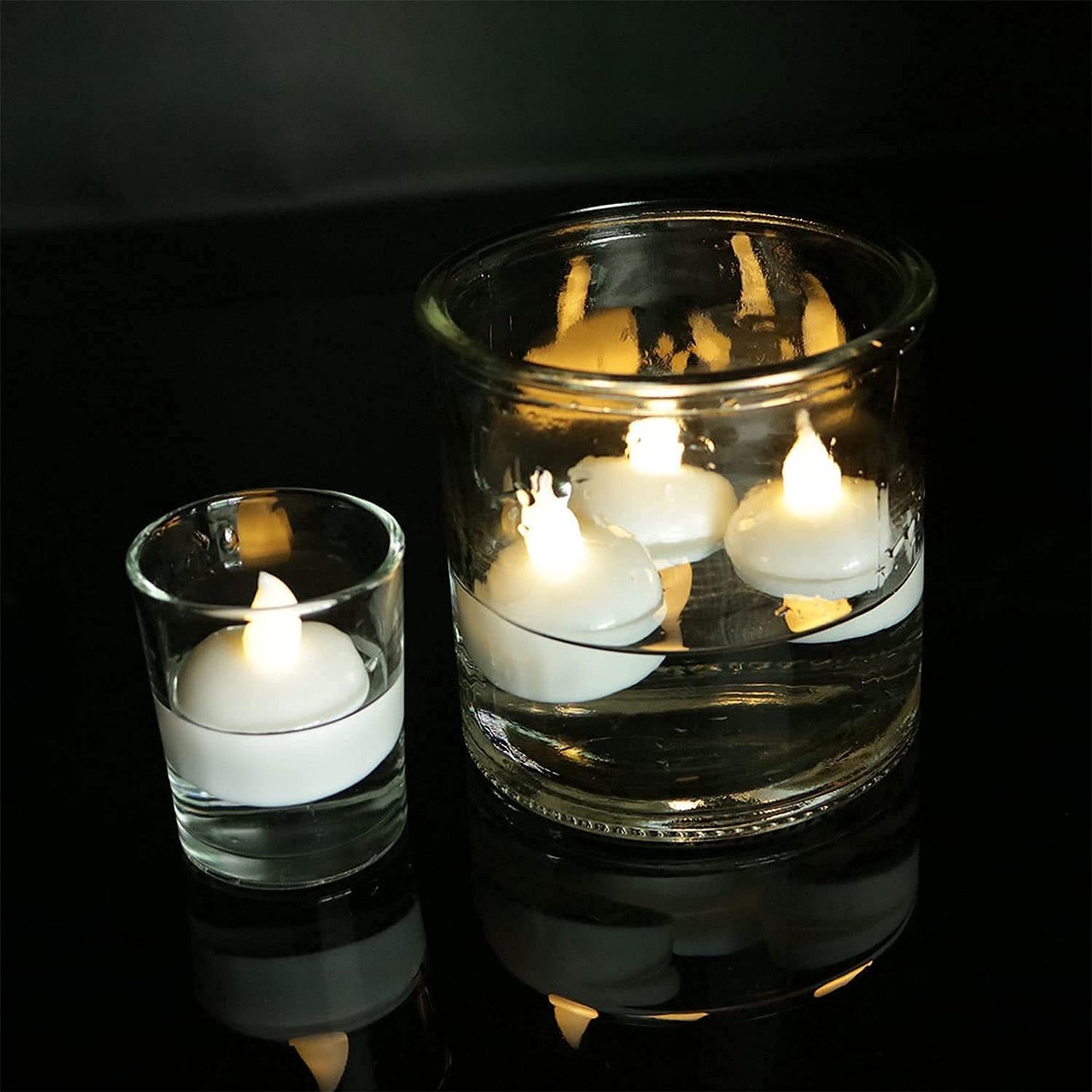 Waterproof Battery Operated Flickering Flameless LED Floating Tea lights Candles in Water for Wedding Bathtub Pool Party