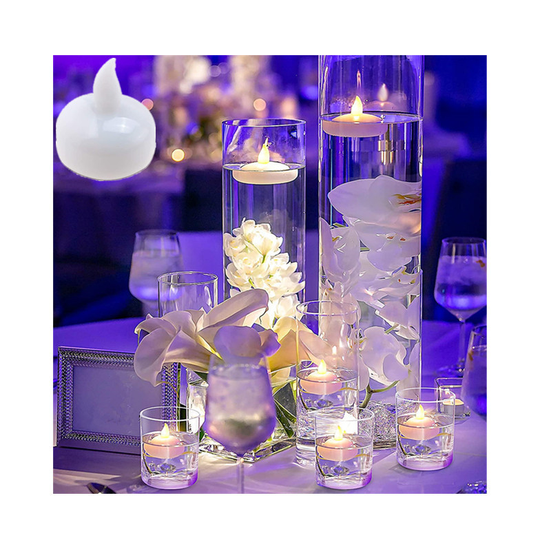 Waterproof Battery Operated Flickering Flameless LED Floating Tea lights Candles in Water for Wedding Bathtub Pool Party