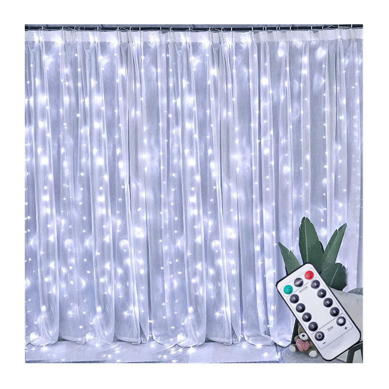 9.8ft 8 Modes Window Wedding Christmas Xmas 300 Led Fairy Waterfall Curtain Copper Twinkle String Lights for Wall Party Backdrop