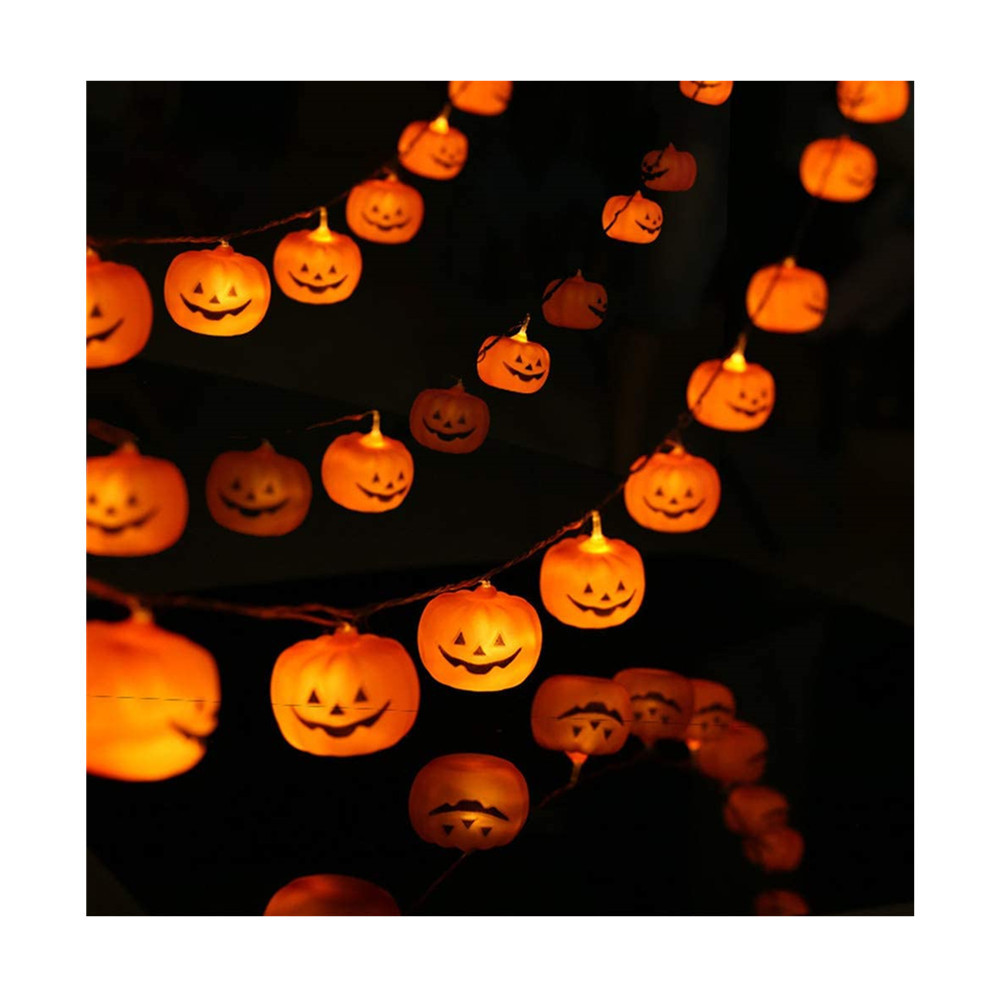 9.8 Feet 8 Lighting Modes USB Recharge Halloween Holiday Pumpkin 20 LED String Lights for Indoor Outdoor Halloween Decorations