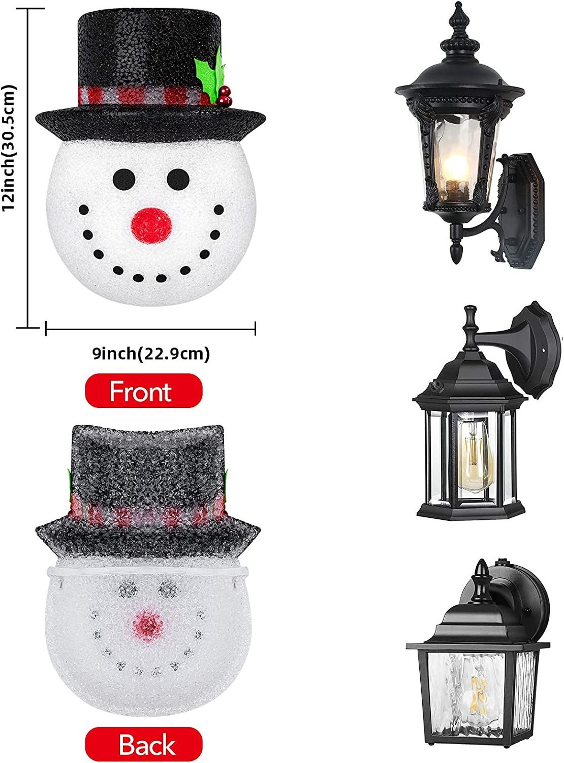 Snowman Santa Penguin Gnome EVA Holiday Christmas Xmas Outdoor Decorations Porch Light Lamp Covers for Christmas Lighting Covers