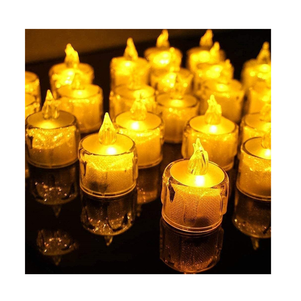 Battery Powered 24 Pack Warm White Electric Flameless Flickering Led Tealight Candles for Wedding  Halloween Christmas Decor