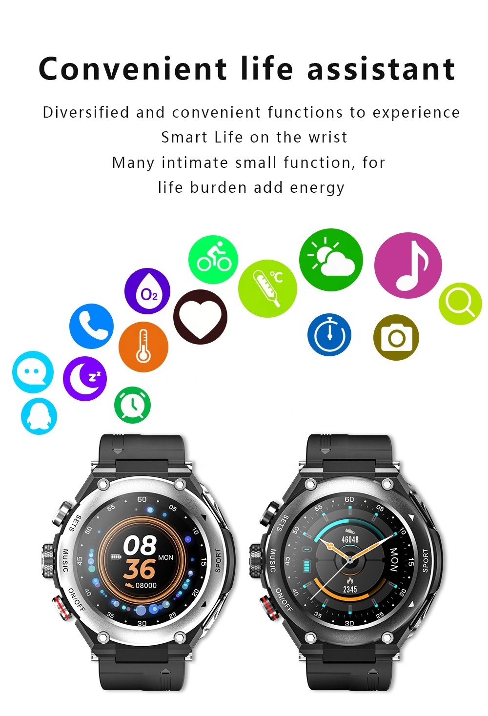 2024 High matched smart watch made in China 2 in 1 smart watch with MP3 earbuds voice Recording touch Watch