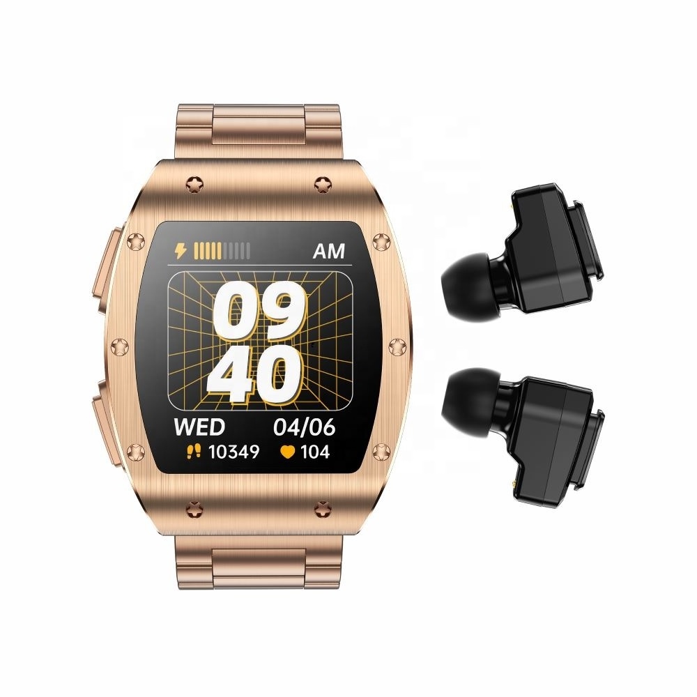 Factory price 2024 Latest 2 in 1 smart watch with earphone play earbuds support BT  waterproof IP67 Smart watch