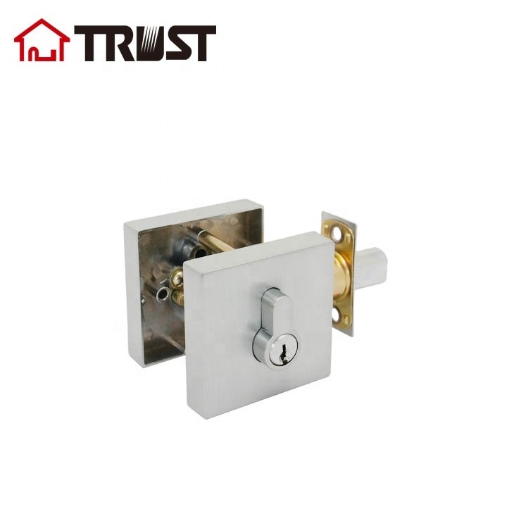 TRUST 7361-SC Slim Square Single Cylinder Deadbolt Featuring SmartKey In Satin Nickel