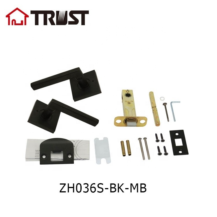 TRUST ZH036S-BK-MB Matt Black Color Zinc Alloy Privacy Door Handle Bathroom Locksets