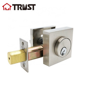 TRUST 4381-S-SN Single Cylinder Square Rose Deadbolt With SC Key Satin Nickel Finish