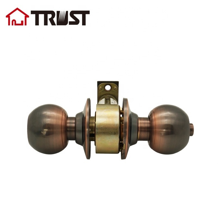 TRUST 3871-AC Interior Security Doorknob with Lock and  Keys Ball Indoor Entry Handle Lockset