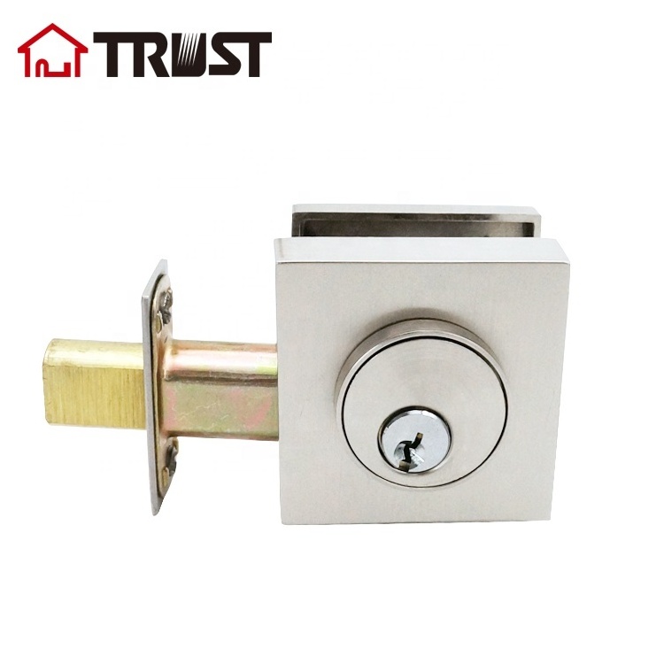 TRUST 4381-S-SN Single Cylinder Square Rose Deadbolt With SC Key Satin Nickel Finish