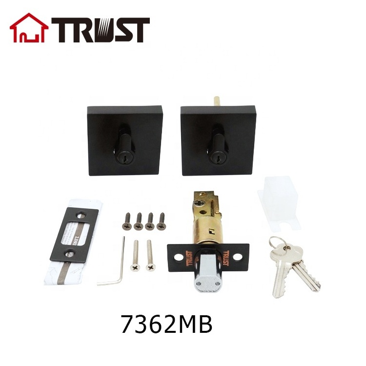 TRUST 7362-MB High Quality ANSI Grade 3 Square Rose Double Cylinder Deadbolt