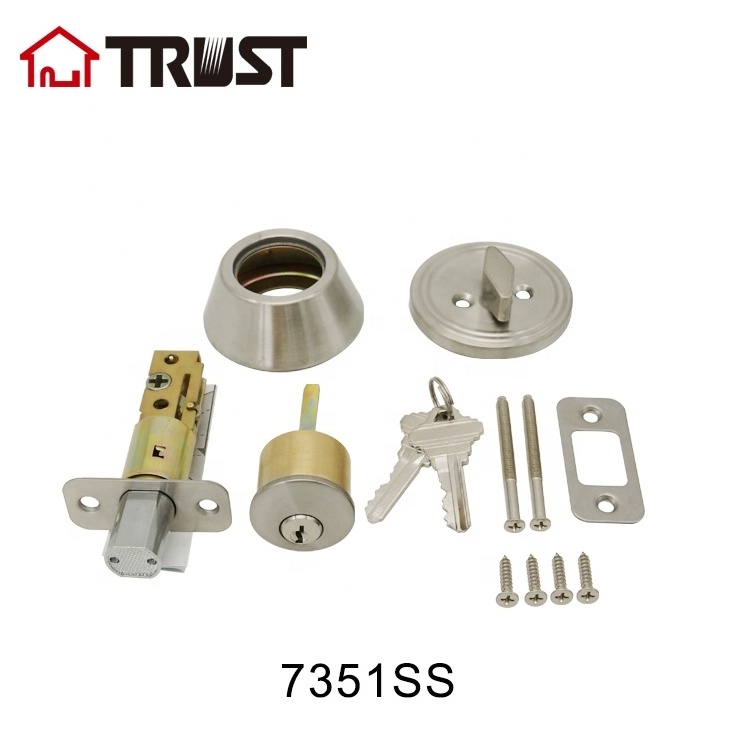 TRUST 7351-SS ANSI Grade 3 Standard Duty Single Cylinder Deadbolt in SS Finish Keyed one Side