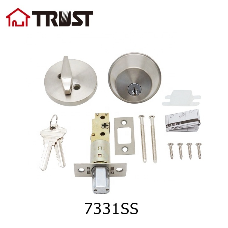 TRUST 7331-SS ANSI Grade 3 High Security Single Cylinder Dead-Bolt Thumb Turn  Adjustable Latch