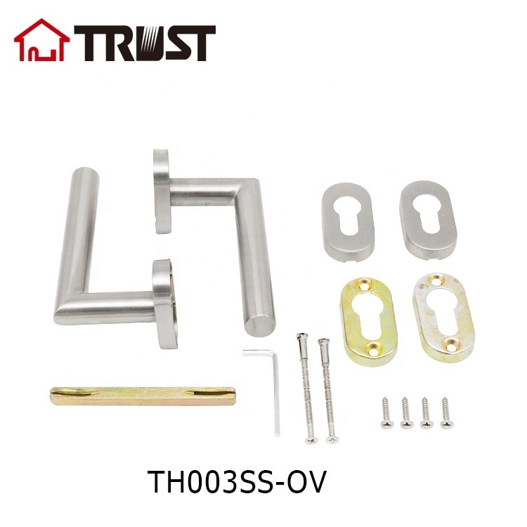 TRUST TH003-SS-OV Stainless Steel Lever Handle with Escutcheon Hollow Door Lock