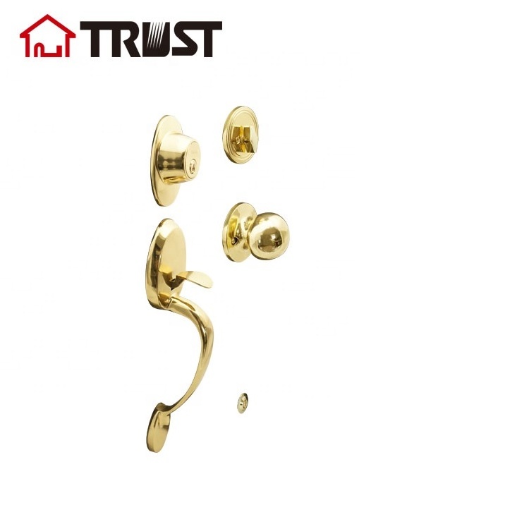 TRUST 8501-K87-PB Grade 3 Grip Handle With Single Open Deadbolt In Polished Brass