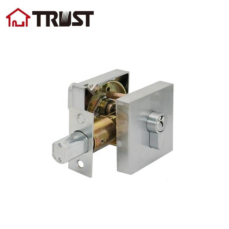 TRUST 7361-SC Slim Square Single Cylinder Deadbolt Featuring SmartKey In Satin Nickel