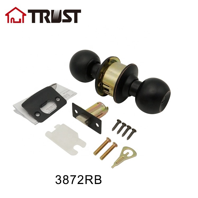 TRUST 3872-RB Knob Ball Lock  Privacy  Keyed Deadbolt Knobs Set Oil Rubbed Bronze